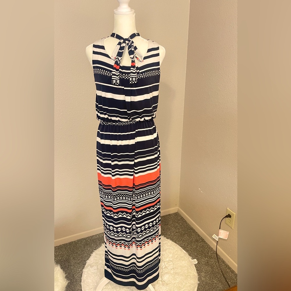 Striped dress.  smooth.  cool.  light.  neon. summary